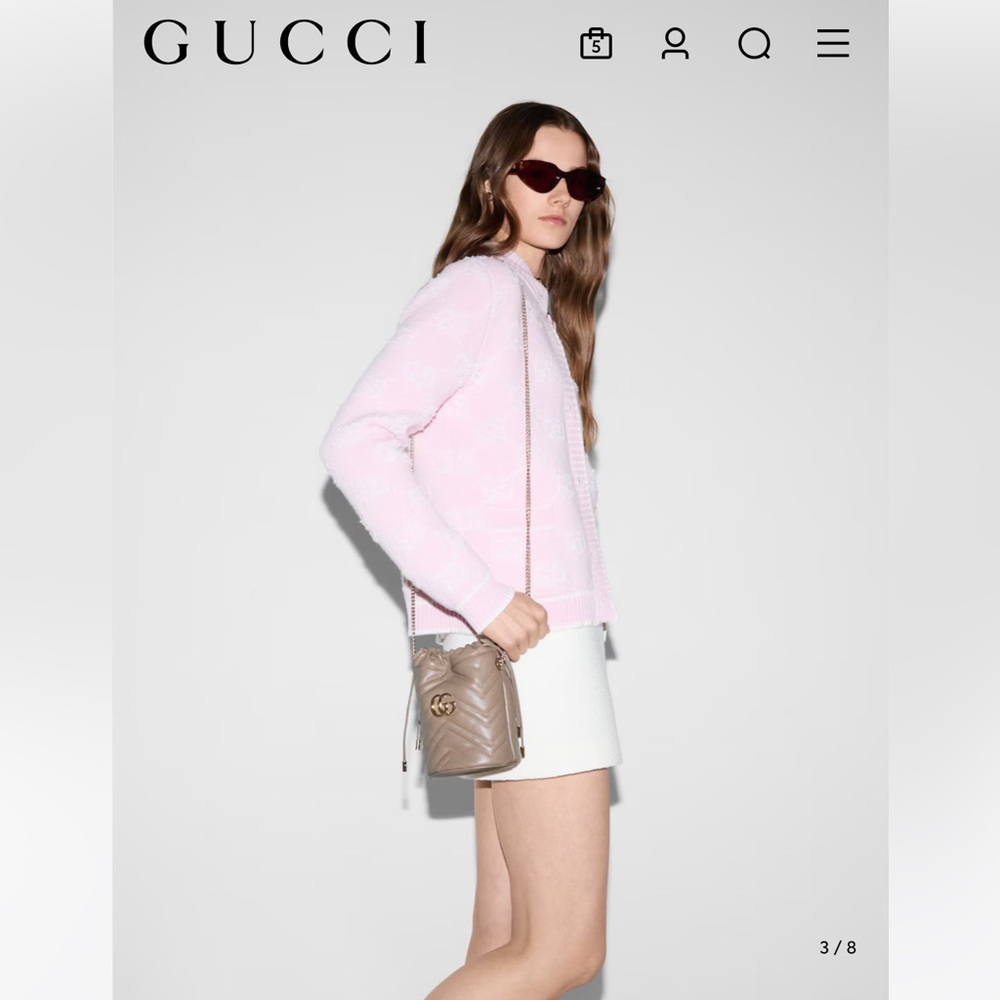 Gucci Small GG Marmont Mini Bucket Bag TAUPE